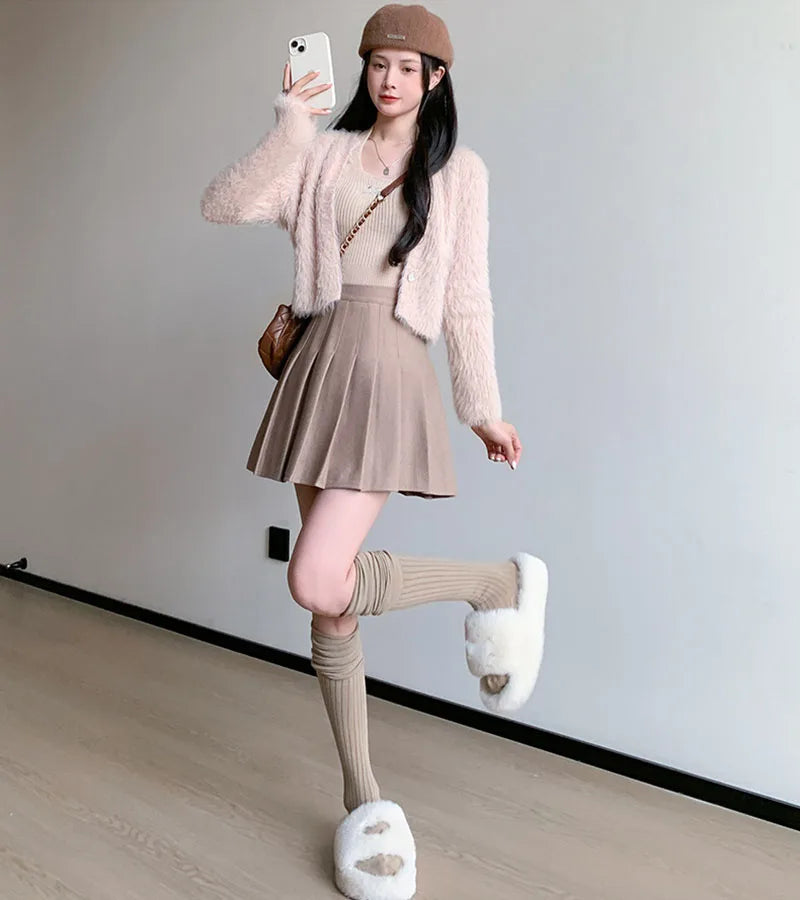 High-Waist Pleated Mini Skirt