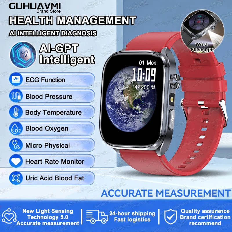 ECG+PPG Health Smartwatch – AI Body Analysis & BT Calling