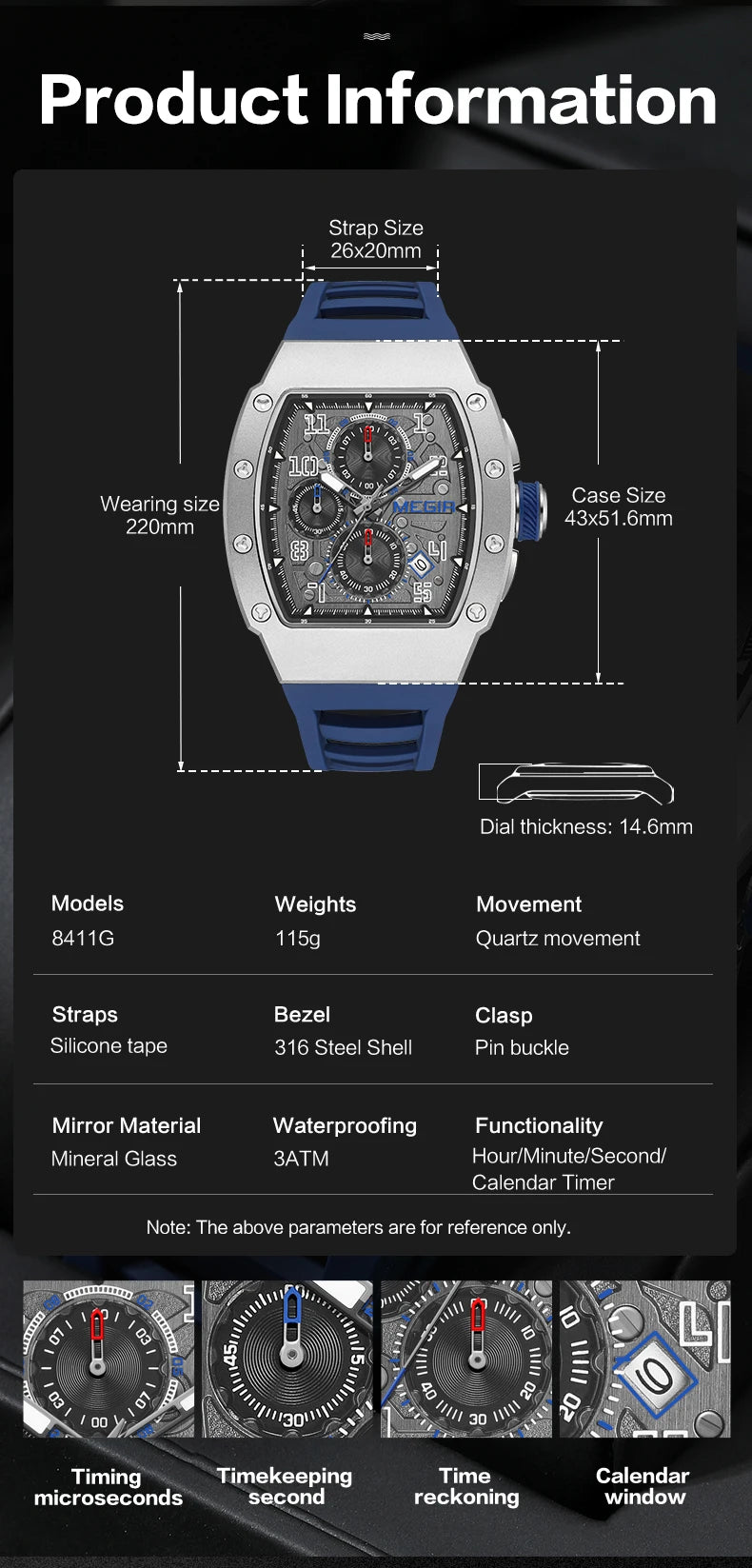 Men's Sport Chronograph: Stainless Steel Waterproof Quartz Watch
