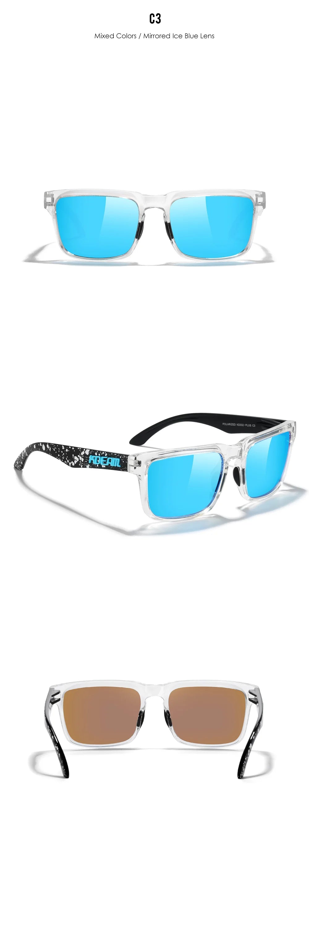 KDEAM Large Size Men's Sunglasses Polarized Photochromic Night Vision Goggles Oversized Sun Glasses With 154mm Width KD332 PLUS