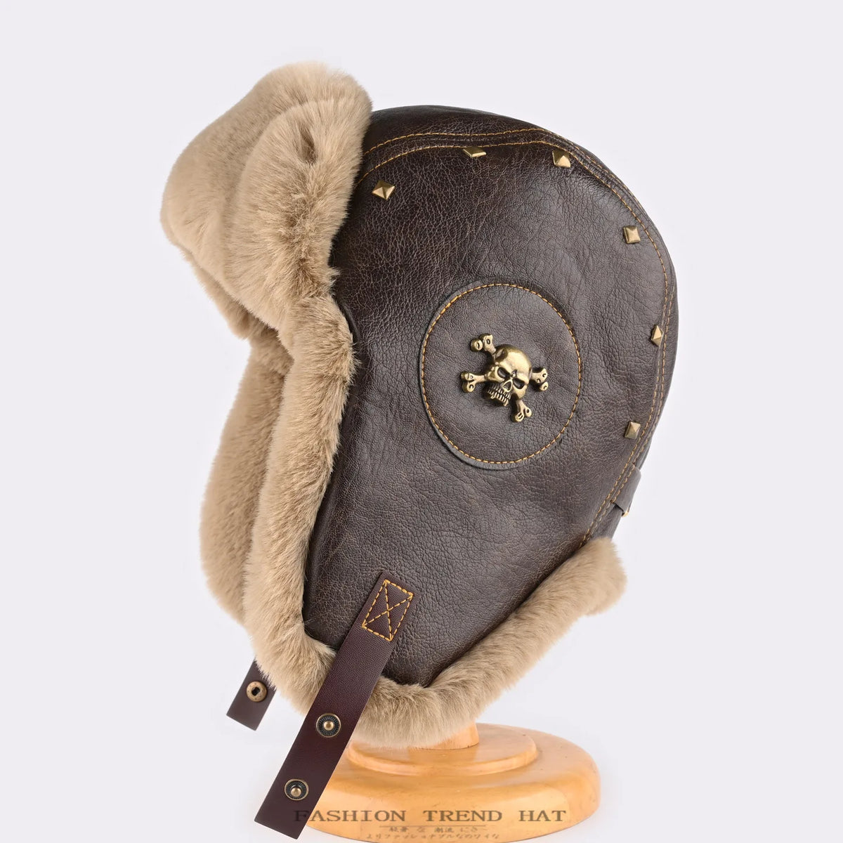 Retro Rivet Metal Hat Men's Ski Cap Winter Hat Thickened Warm Ear Protection Hats Pilot Hats Classic Riding Hat털모