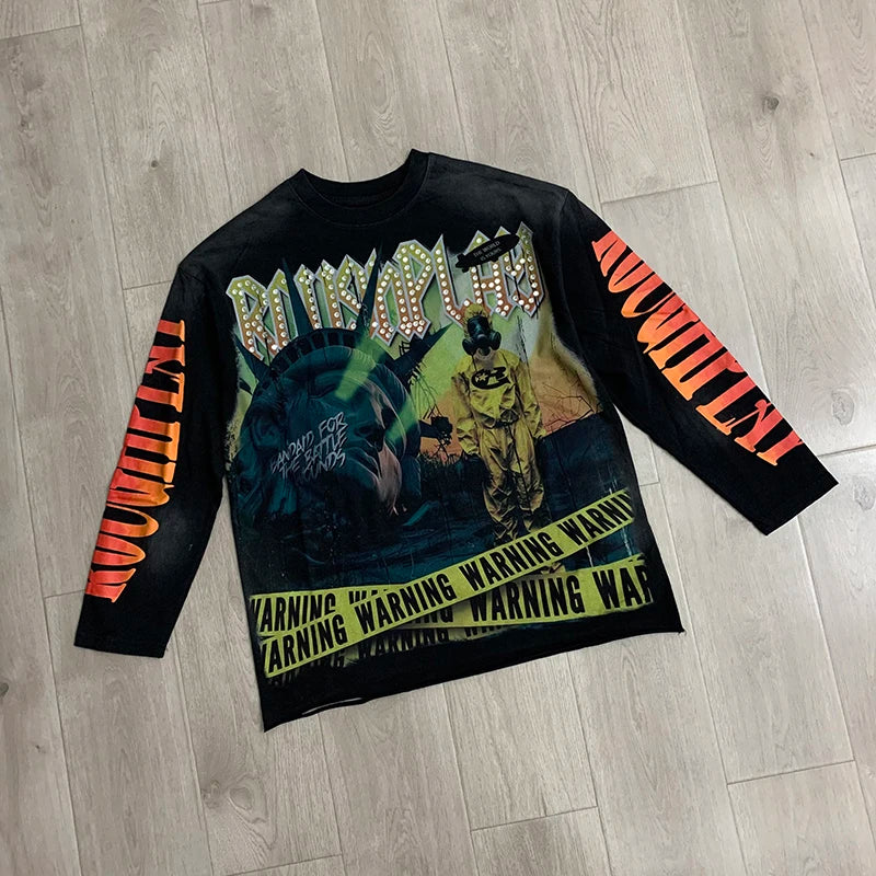Retro Goddess Print Long Sleeve Tee – Men's Relaxed Fit