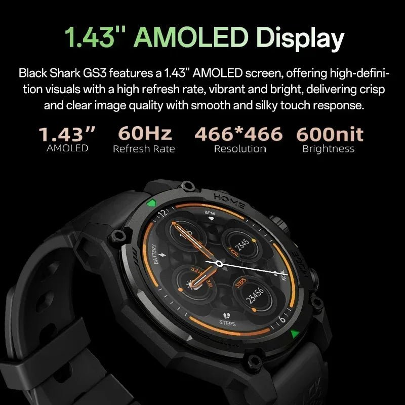 Black Shark GS3 Smartwatch | AMOLED GPS Military-Grade