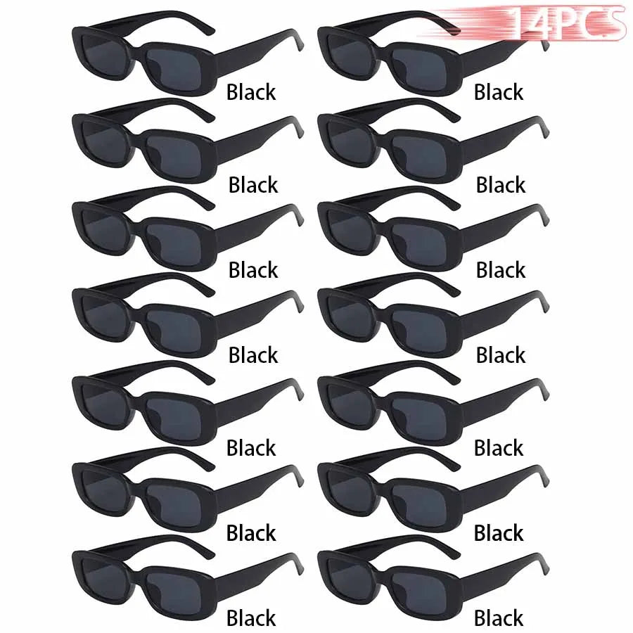 14-Piece Rectangle Sunglasses Set | Women's Vintage Eyewear