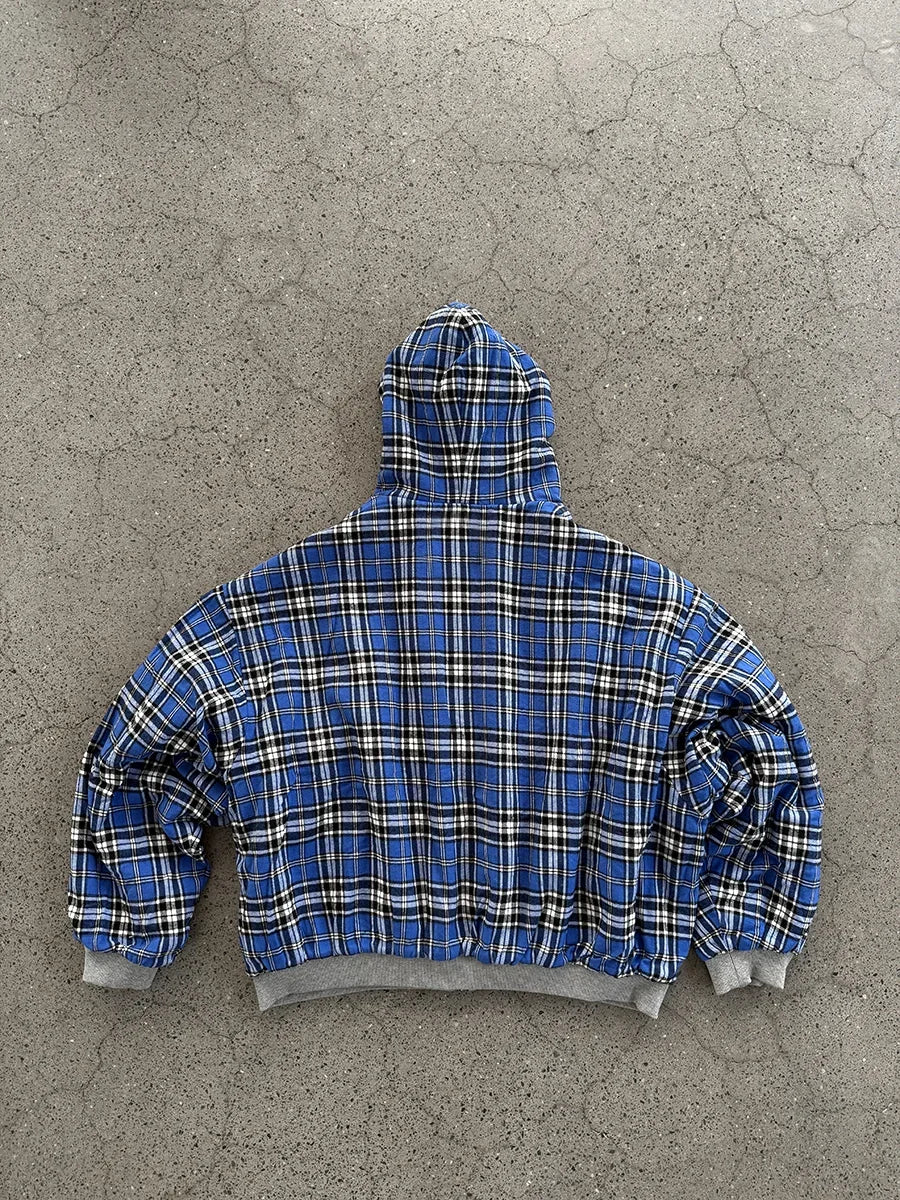 Reversible Oversized Plaid-Lined Hoodie