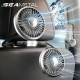 SEAMETAL Dual-Head USB Car Fan | 3-Speed 360° Cooling
