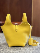 FIRMRANCH European And American Trend Cute Hand-Held Basket Ladies' Bucket Single Shoulder Cross-Body Bag Genuine Leather Purse