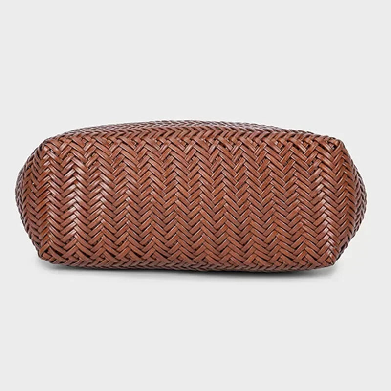 Genuine Leather Tote Bags Luxury Designer Handbag Handwoven Weaving Casual Shopping Bag Vintage Big Tote Purse Hand Bags