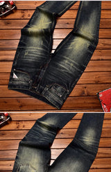 Men’s Vintage-Wash Slim-Fit Straight-Leg Jeans