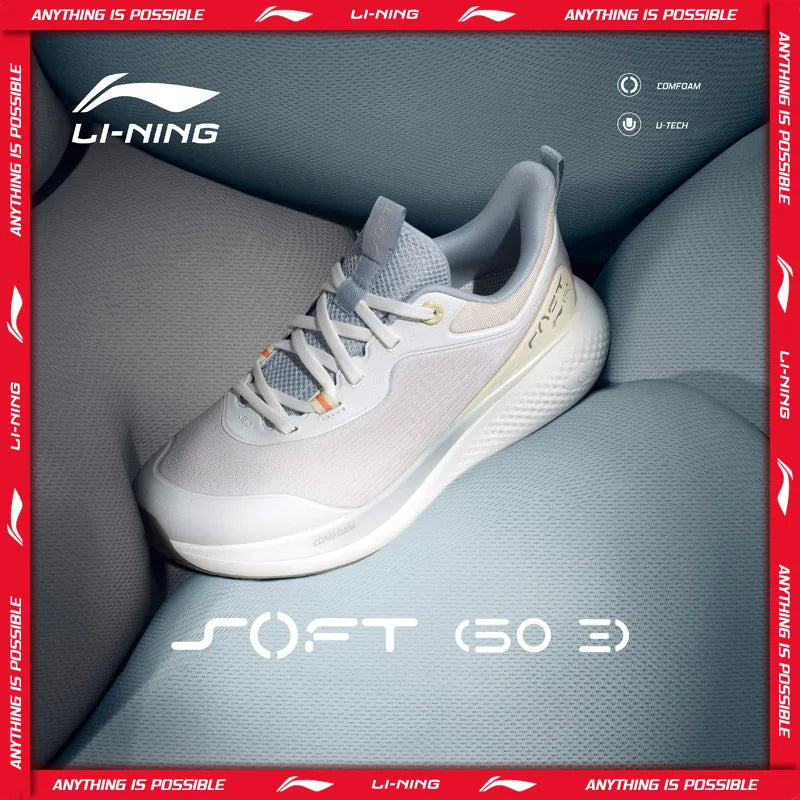 Li-Ning Women's SOFT GO 3 Slip-on Casual Walking Shoes COMFOAM Flexible LiNing Comfortable Reflective Sneakers AGLW002