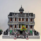 7527PCS Gothic Psychiatric Hospital Lunatic Hospital Building Blocks Set Haunted Mansion Style Construction Bricks Model Kit with Ornate Facade and Fence Details DIY Assembly Toys for Adults Ideal Birthday Holiday Gift Home O