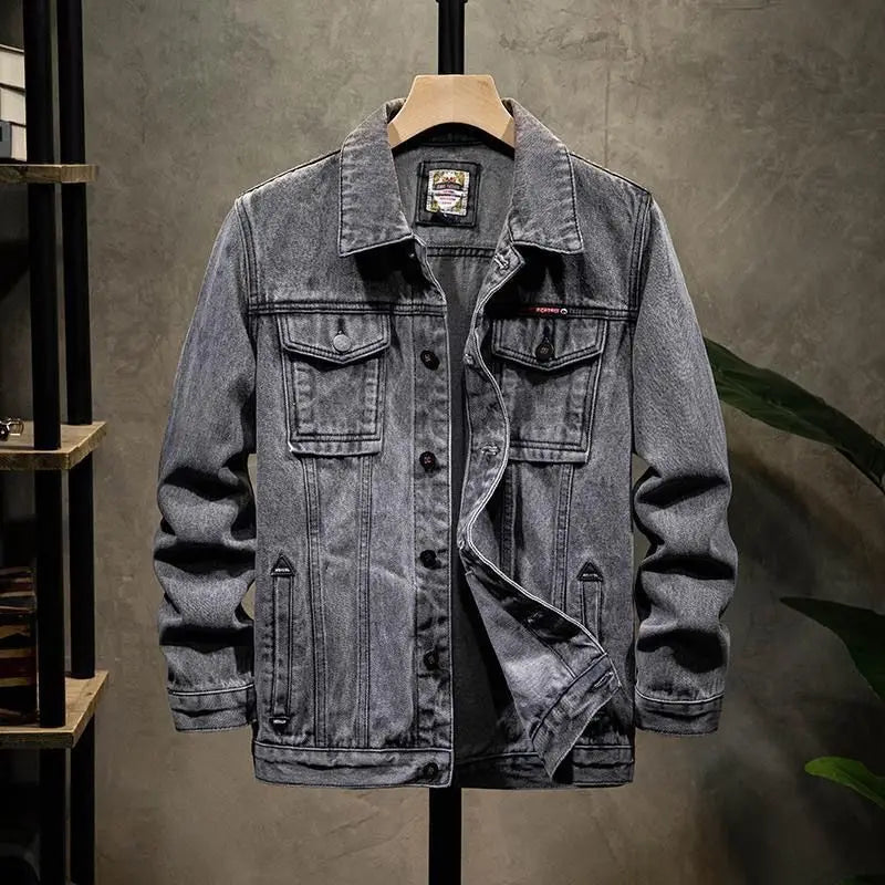 Trendy Workwear Casual Denim Jacket Thickened Fleece Lined Men's Clothing Versatile Jeans Outerwear for Youth
