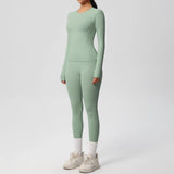 2 PCS Sportswear Yoga Set Gym Clothes Yoga Suits For Women Fitness Set Tracksuits Sports Long Sleeve Crop Top Gym Leggings