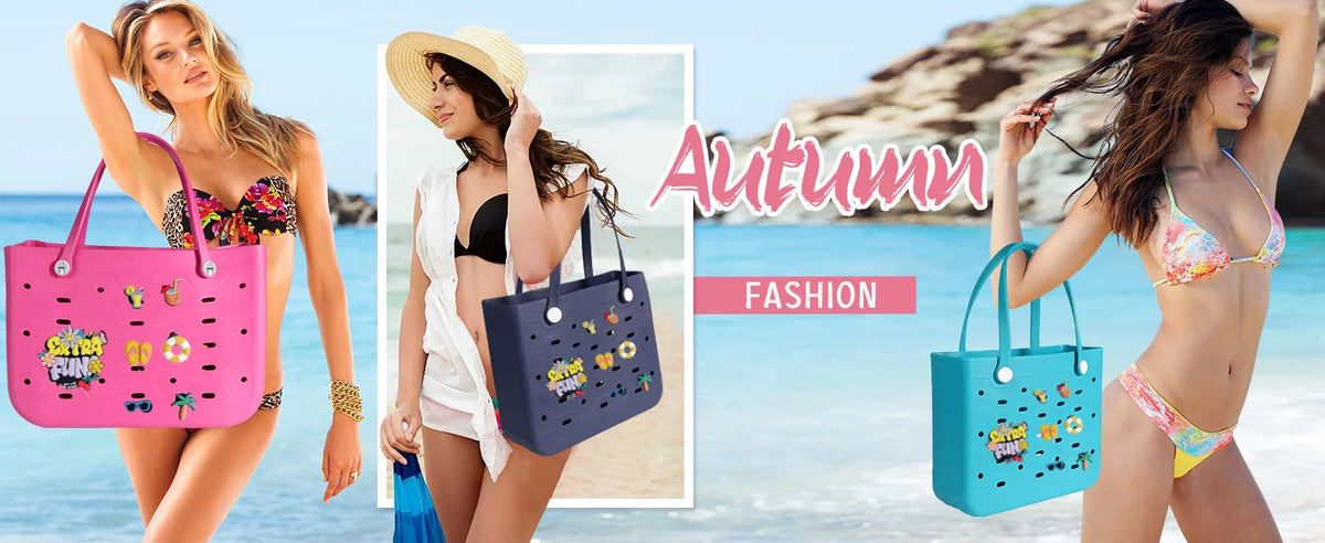 EVA Large Tote Bag Beach Storage 2 in 1 Waterproof Lightweight Travel Handbag for Women