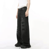 Men's Distressed Wide-Leg Jeans