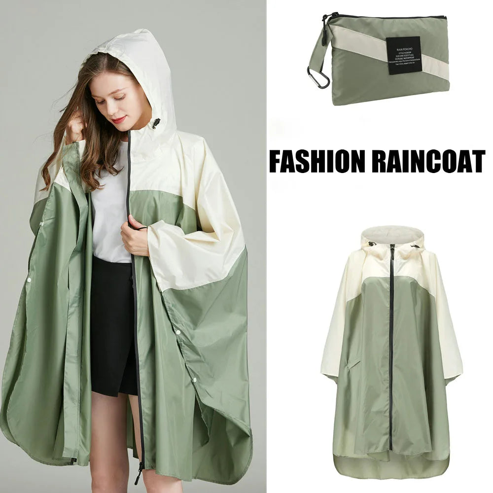 Women's Elegant Waterproof Poncho Raincoat – All Sizes