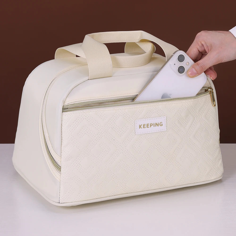 Portable Lunch Bag for OL Women Thermal Insulated Lunch Box Tote Cooler Handbag Waterproof Bento Pouch Office Food Shoulder Bags