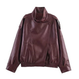 Chic Stand Collar Leather Jacket