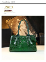 Luxury Genuine Leather Women's Bag Red Crocodile Pattern Ladies Handbags Tote Bag Fashion Travel Portable Shoulder Underarm Bags