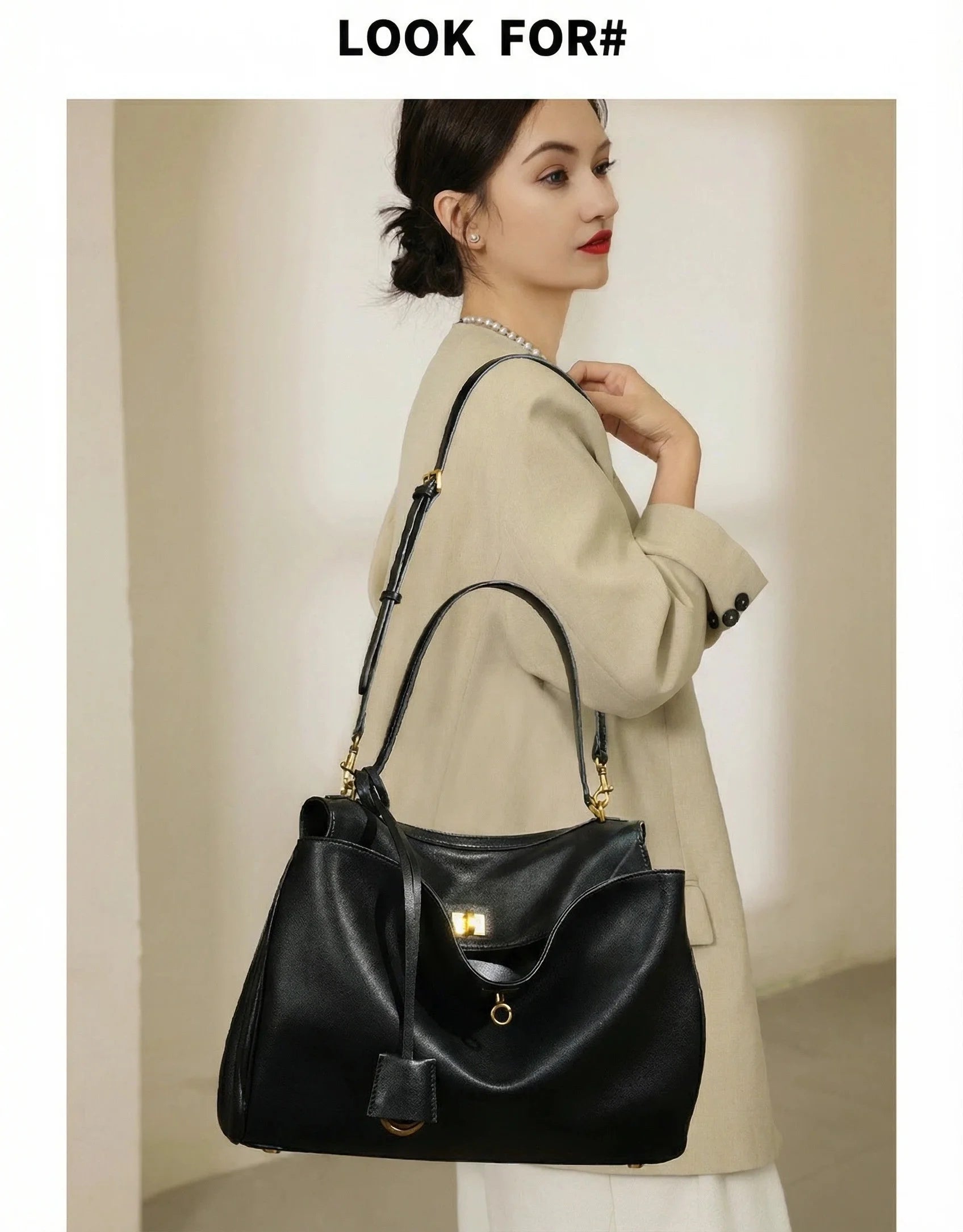 2026 large Genuine leather shoulder bag armpit top layer cowhide large capacity women's commuting high-end tote bag