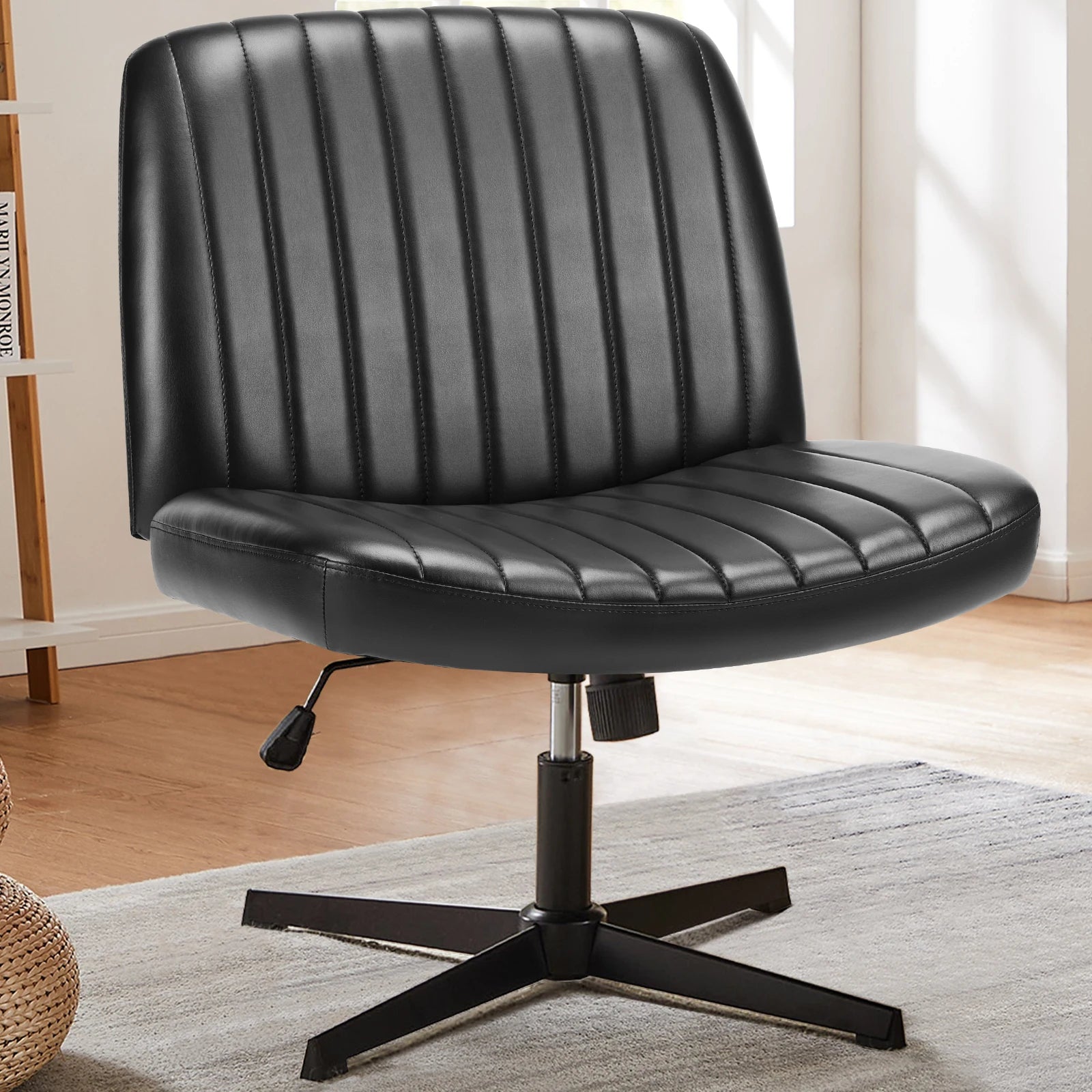 JHK Armless Wide Swivel Chair – Cross-Legged Comfort Seat