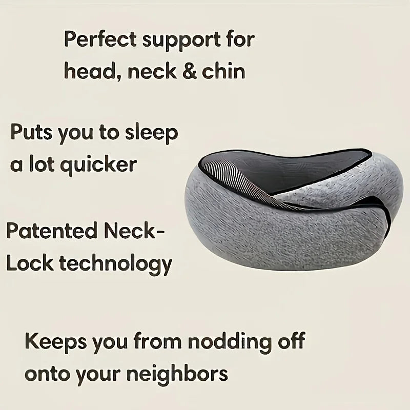 1 pc Ergonomic U-Shaped Travel Pillow – Soft, Durable Neck Support for Airplanes, Trains,  Cars & Office Naps – Portable Pillow