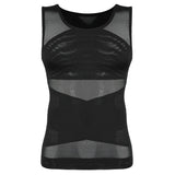 Mens Slimming Body Shaper Vest Gynecomastia Compression Shirts Tummy Control Sleeveless Undershirts Criss Cross Mesh Underwear