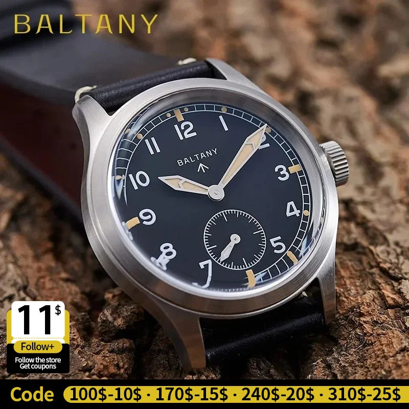 Baltany S2032 Dirty Dozen Watch For Man Vintage Quartz Wristwatches 20ATM Sapphire Crystal Stainless Steel 39MM Military Watches