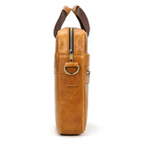 Luufan Genuine Leather Men's Business Handbag 15" Laptop Briefcase Bag Male A4 Document Shoulder Message Computer Bag Work Tote