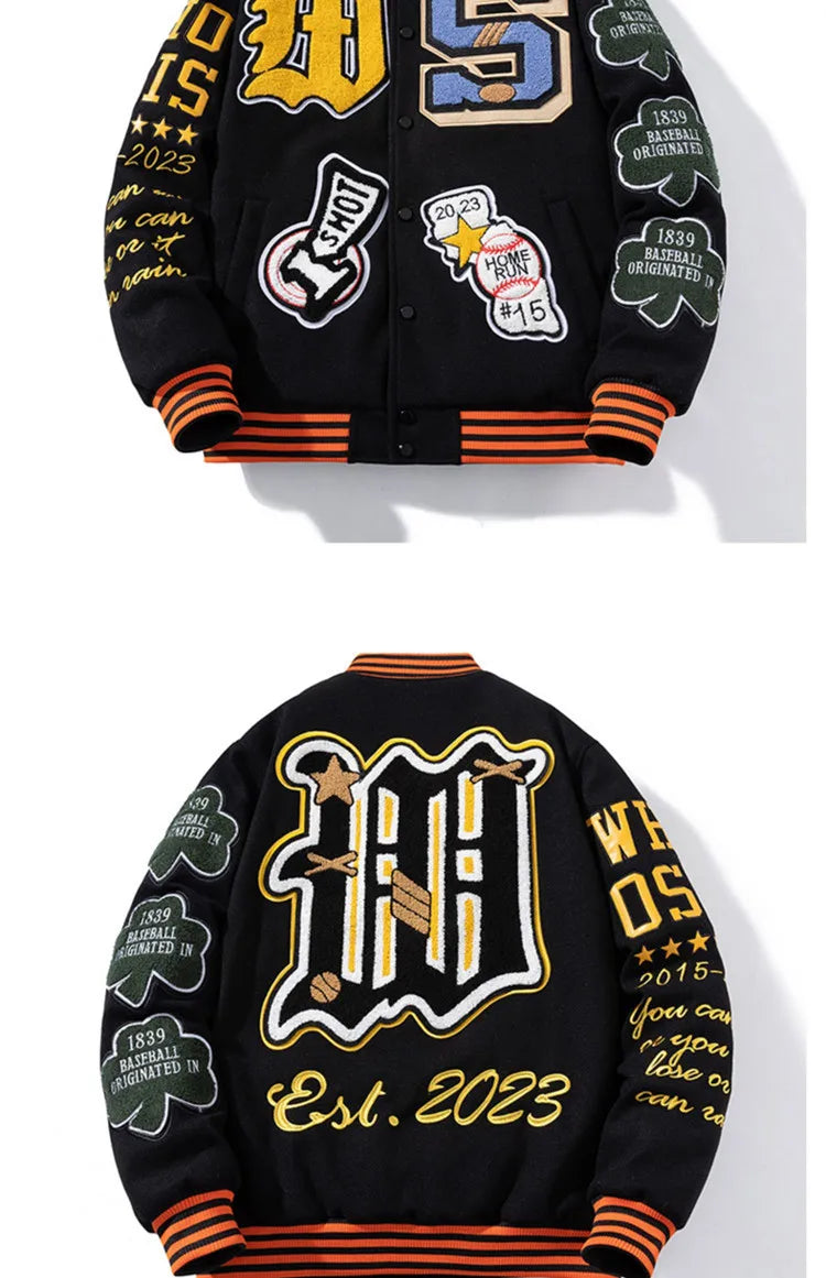 Retro Embroidery Varsity Jacket