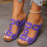 Women's Wide-Fit Roman Sandals — Open Toe Wedge Beach Shoes