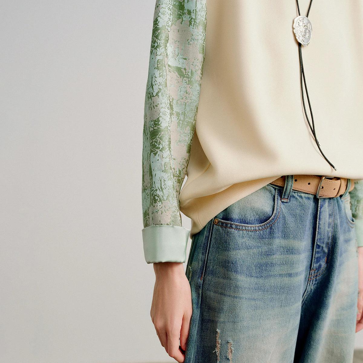 Women's Layered-Look Patchwork Sweatshirt