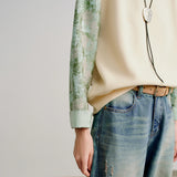 Women's Layered-Look Patchwork Sweatshirt