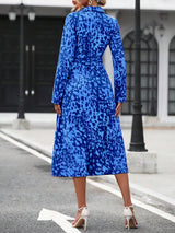 Elegant Print Belted Midi Dress