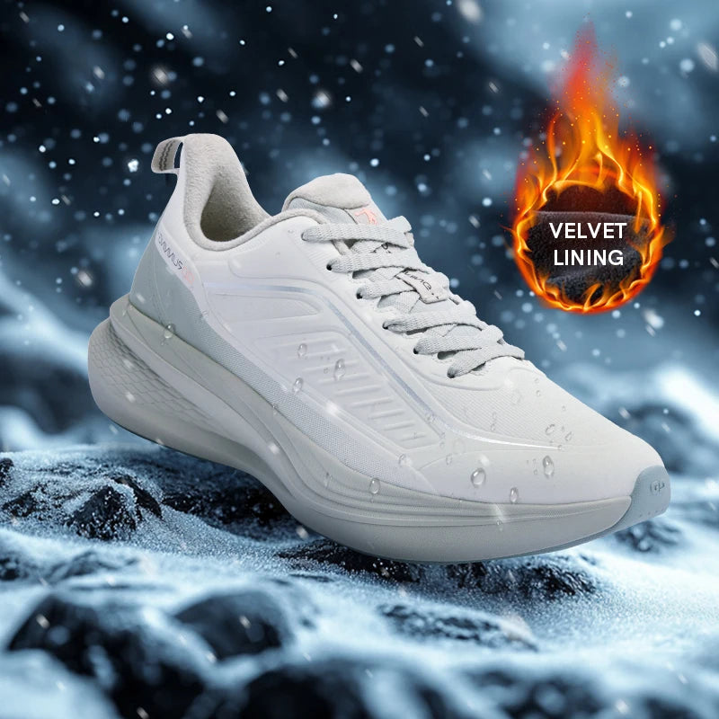 QIAODAN YUYI 4 Winter Running Shoes Men's Sports Shoes Waterproof Absorbing Lightweight Black Fleece Sneakers QXB023244007B