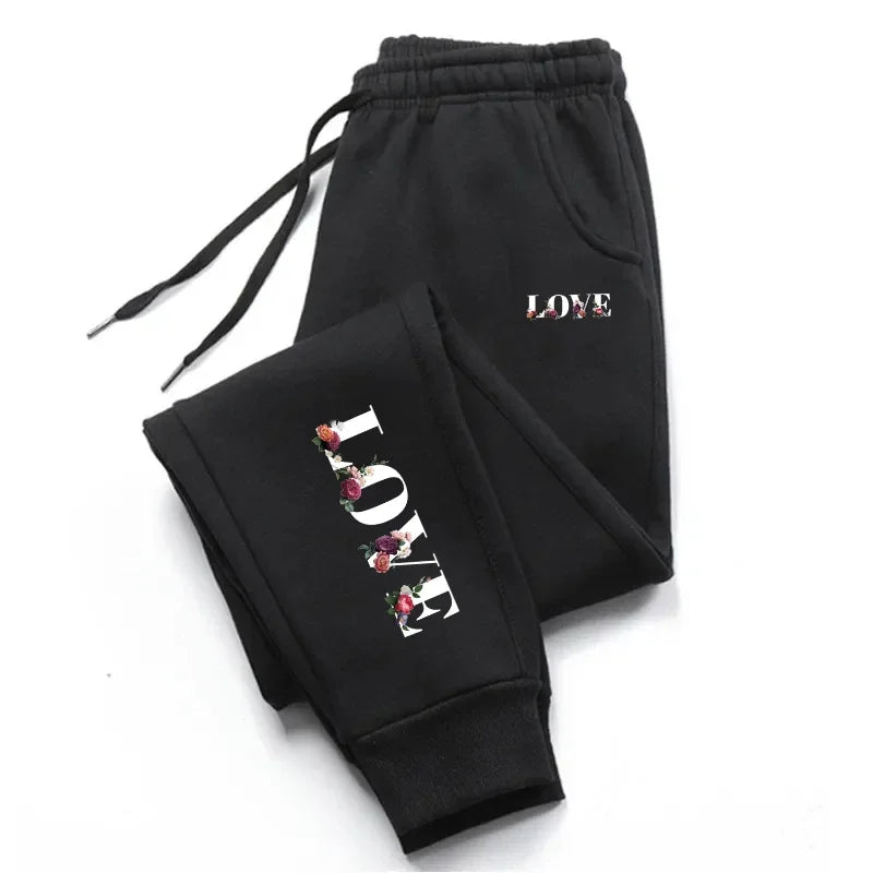 Women's LOVE Print Joggers with Pockets