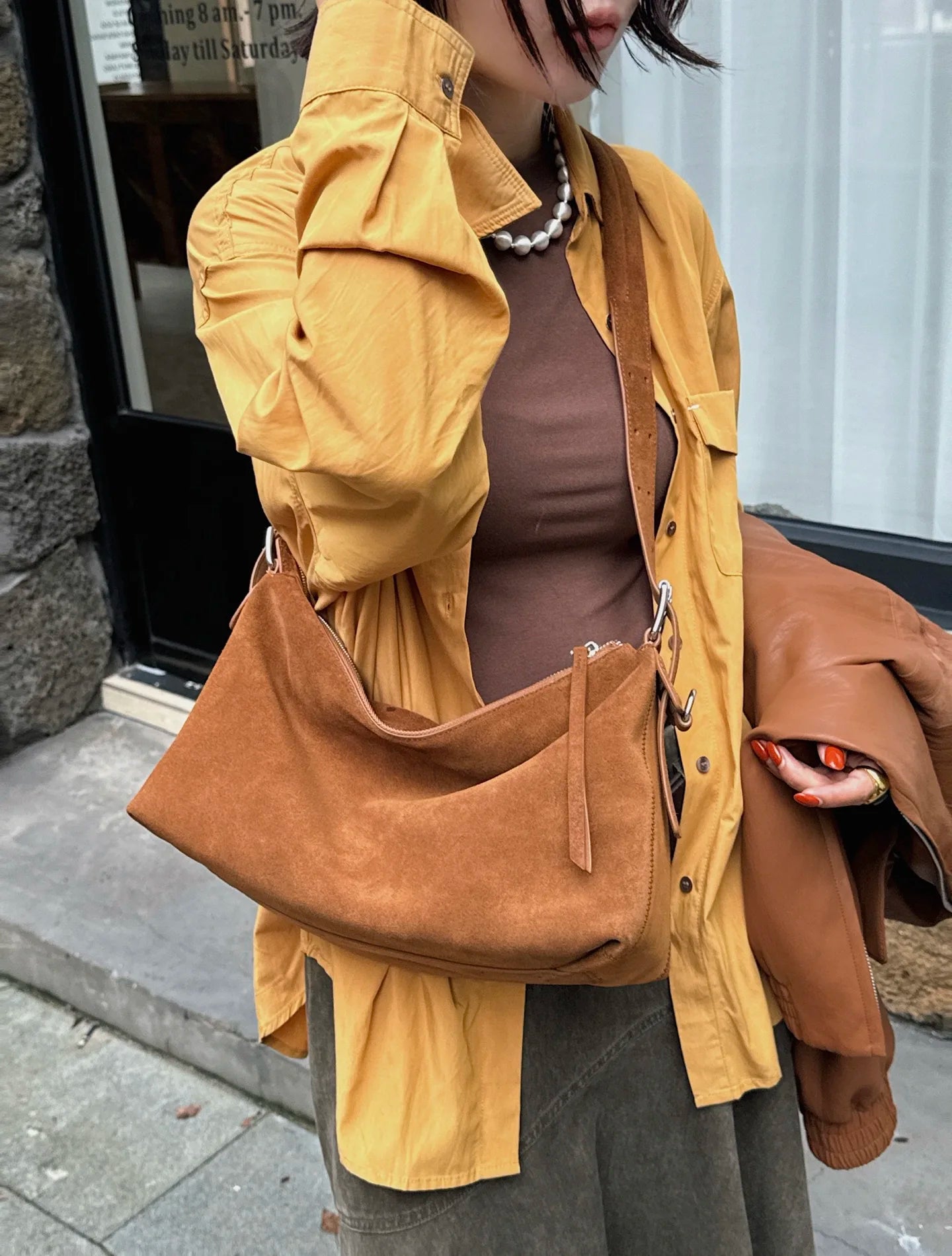 Autumn Winter Fashion Women's Shoulder Crossbody Bag Luxury Designer Brand Ladies Soft Suede Cow Leather High Quality Bag New