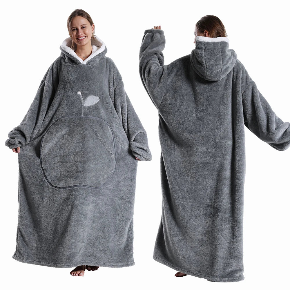 Extra Long Hooded Wearable Blanket