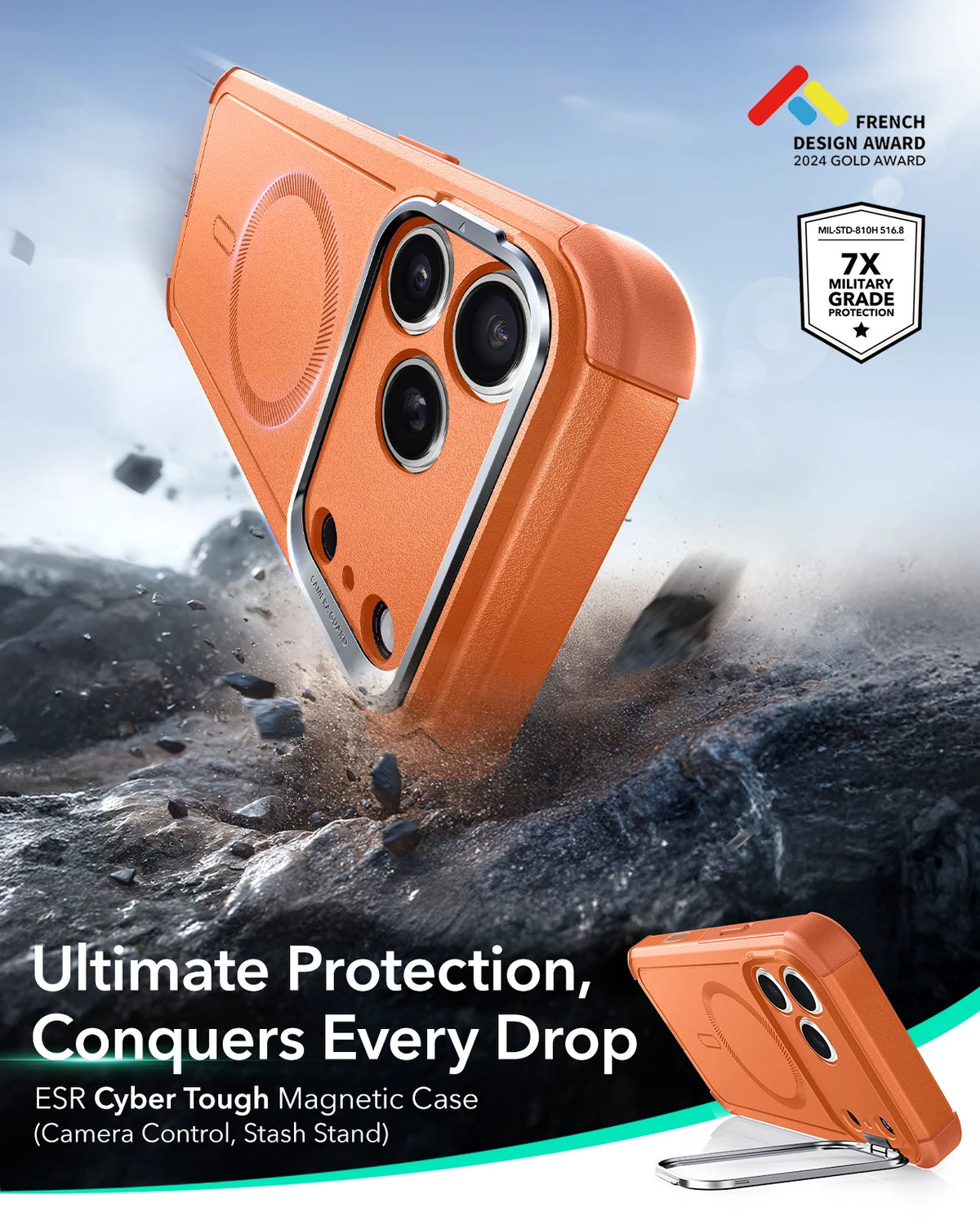 ESR Magnetic iPhone Case with Adjustable Stash Stand