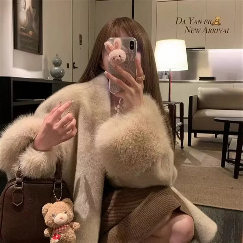 Women’s Mink Fur Coat with Collar and Pockets