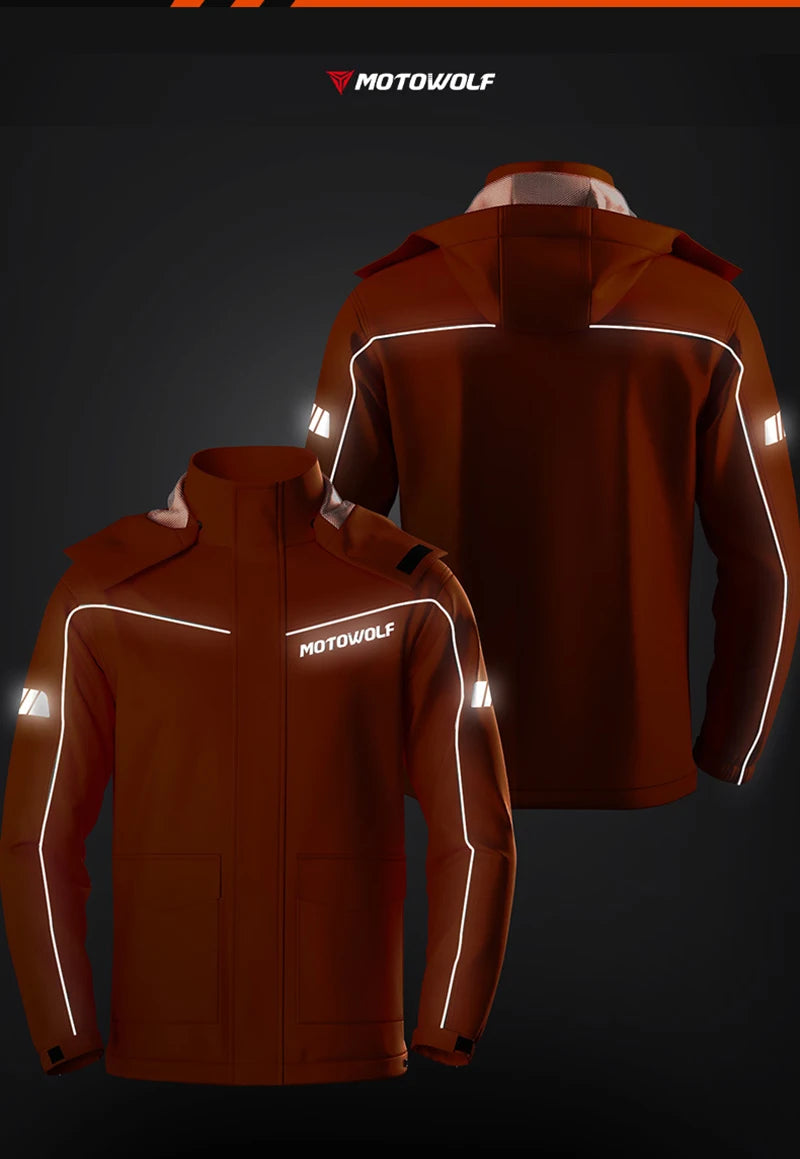 Men's Waterproof Motorcycle Rain Suit – Reflective Split Jacket & Pants