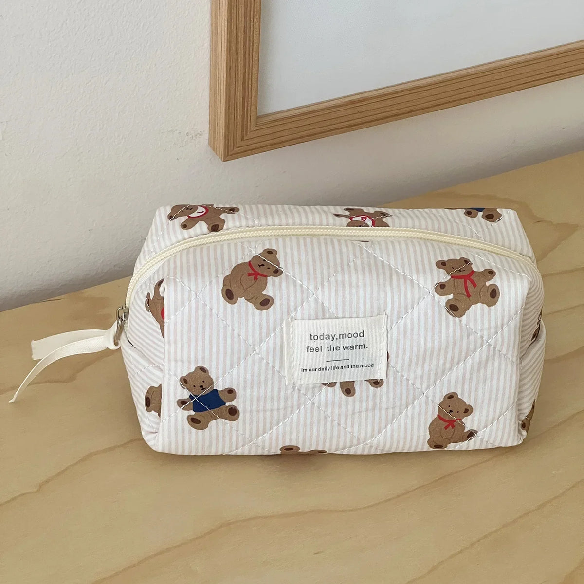 Quilted Bear Floral Cosmetic Bag for Women & Girls