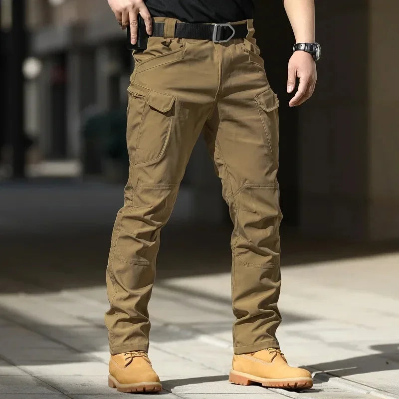 Men's Slim Fit Cargo Pants with Elastic Waist