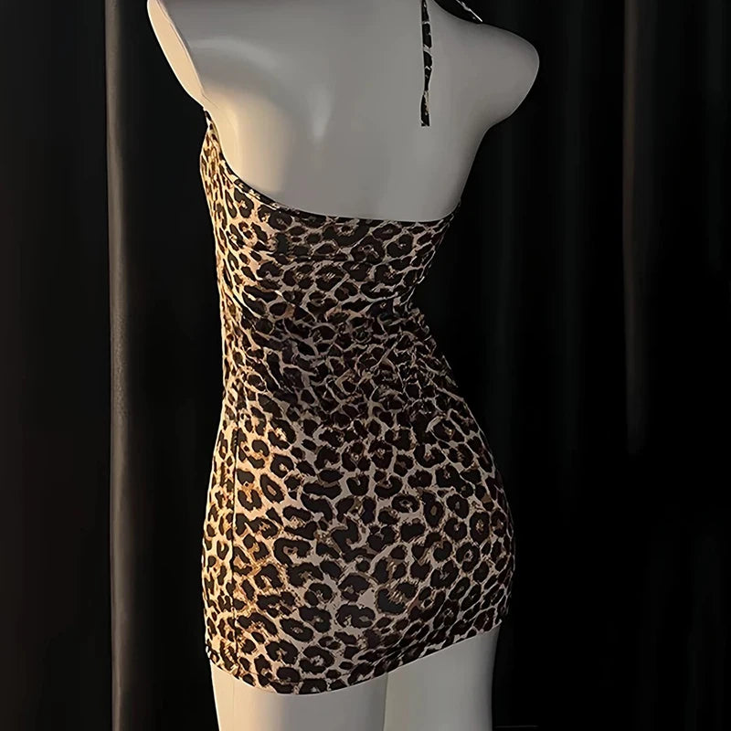Leopard Print Halter Mini Dress | Party & Night Out