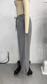 Women's Plaid Drawstring Lantern Pants