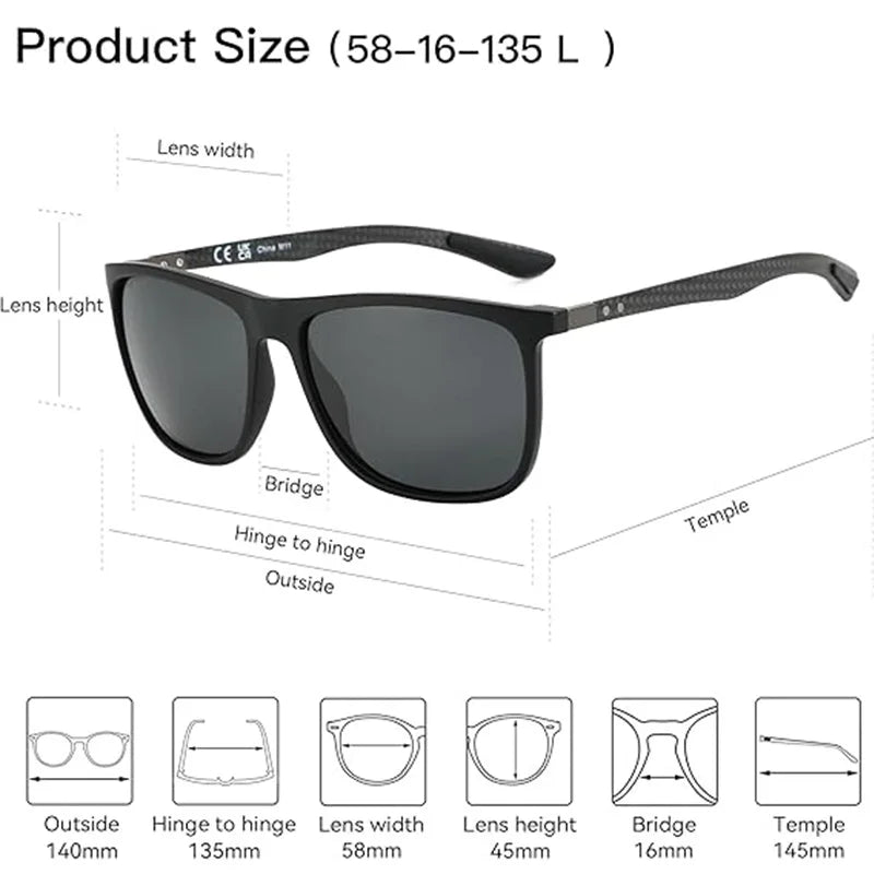 ZENOTTIC Square Polarized Sunglasses for Men