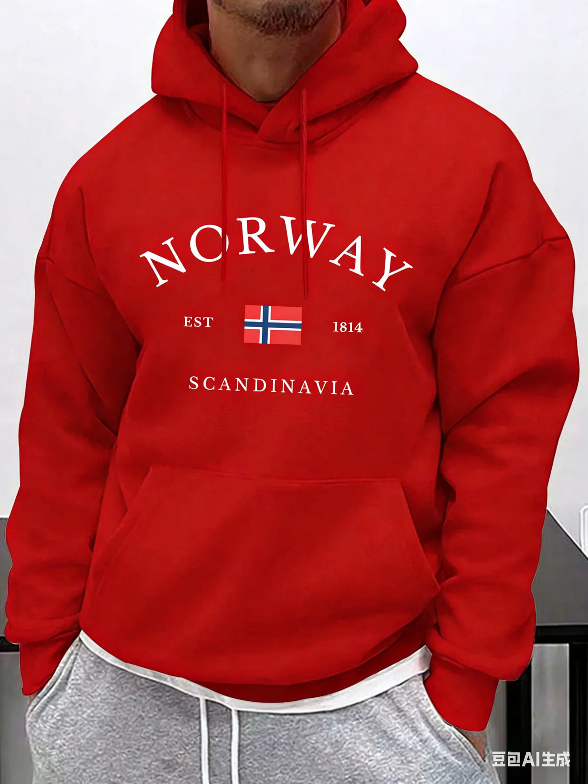 Men's Retro Print Pullover Hoodie