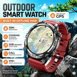 2026 Offline Map New Smart Watch 3ATM Waterproof GPS Navigation Compass Altimeter Flashlight Men 170+ Sports Bracelet Men Women