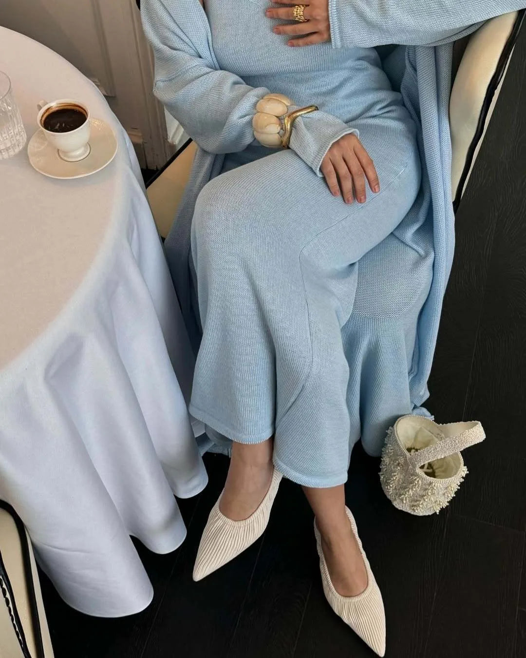 Hirsionsan Soft Loose Sets Women Two Pieces Long Sleeve Cardigan & Vest Dresses Elegant Female Hollow Outfits Cotton Tracksuit