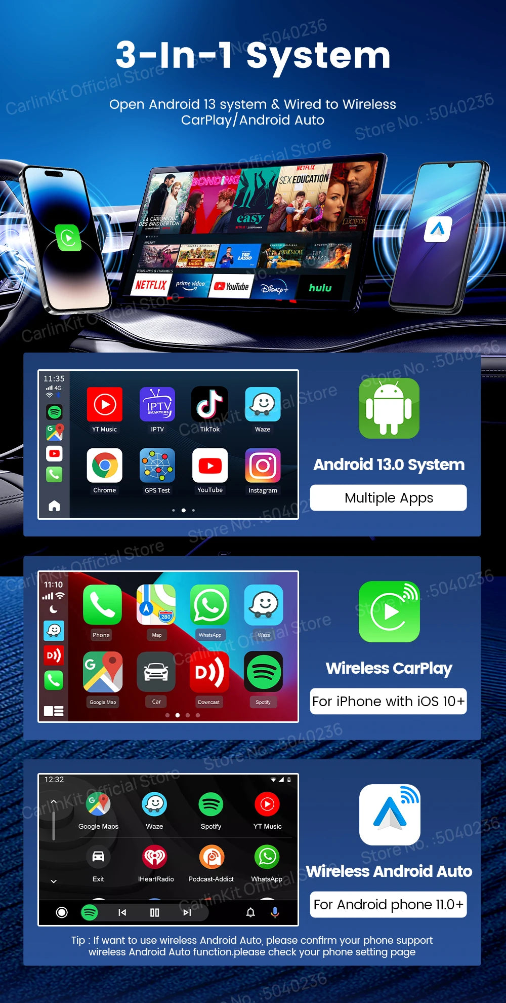 CarlinKit Wireless CarPlay & Android Auto AI Box